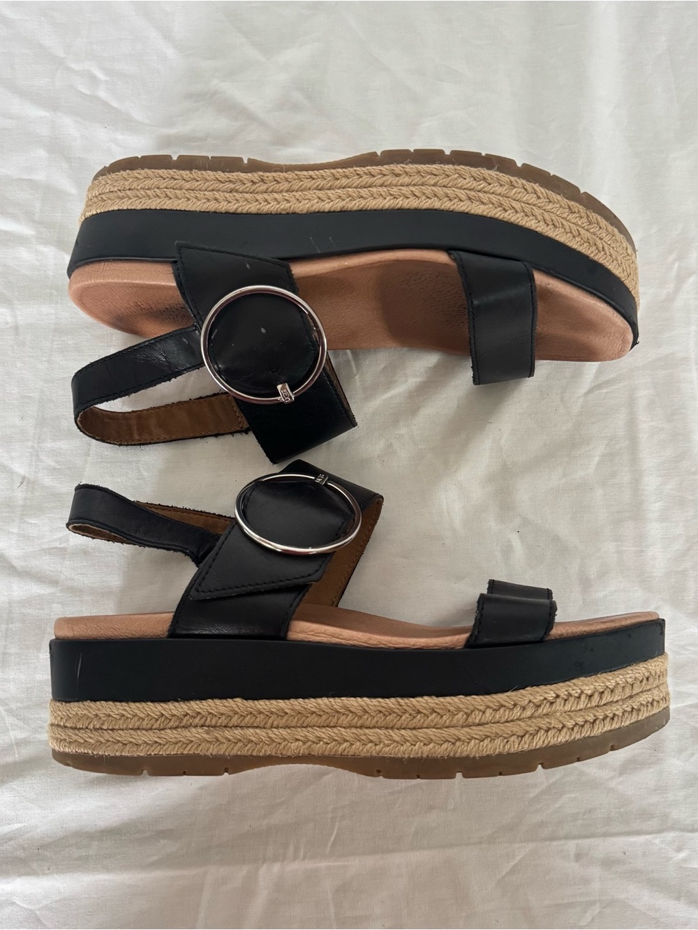 UGG Black Platform Espadrille Sandals Size 8